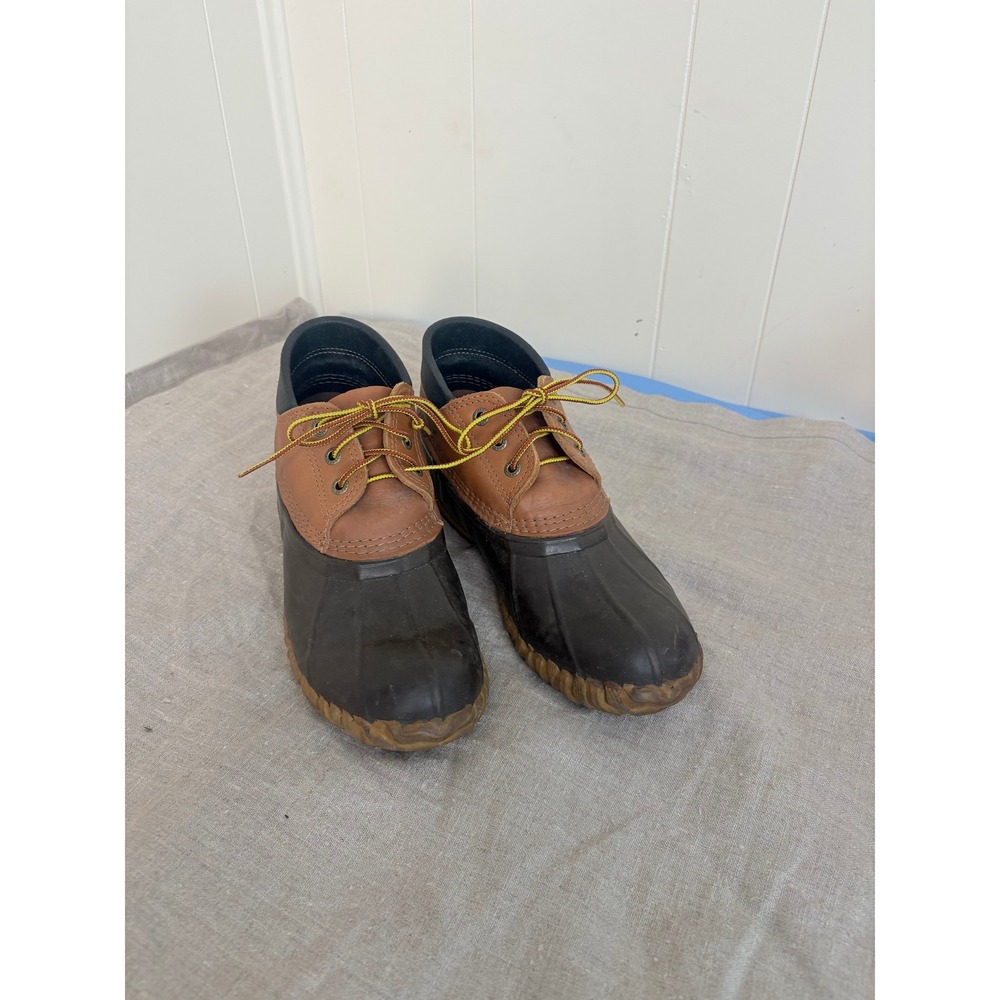 Cabelas Mens 8 Brown Leather Rubber Duck Boots Low Top Waterproof 82-0025 C108